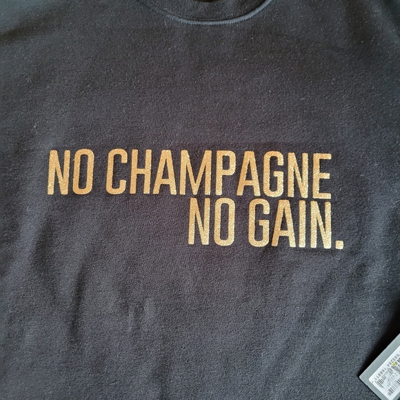 Brunette The Label No Champagne No Gain Core Crew in Gold Glitter XS/S - Picture 5 of 10